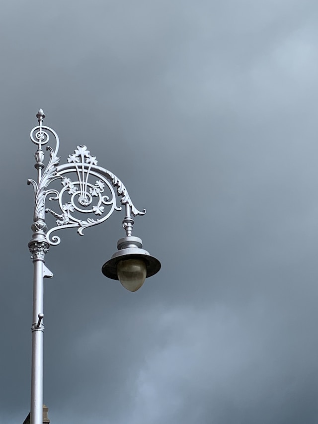 Lamp against a gray Irish sky